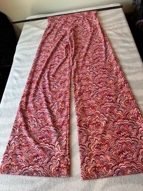 Helen Jon Pink Multi-Color Flared Palazzo Pants Made in USA